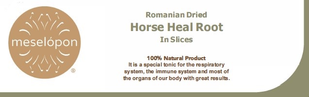 Dried Horse Heal Root Herb In Slices Label