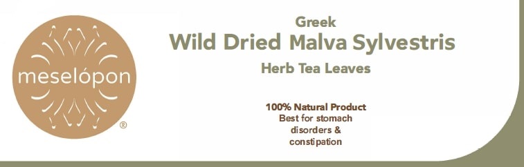 Dried Malva Sylvestris, Common Mallow Herb Leaves, Label