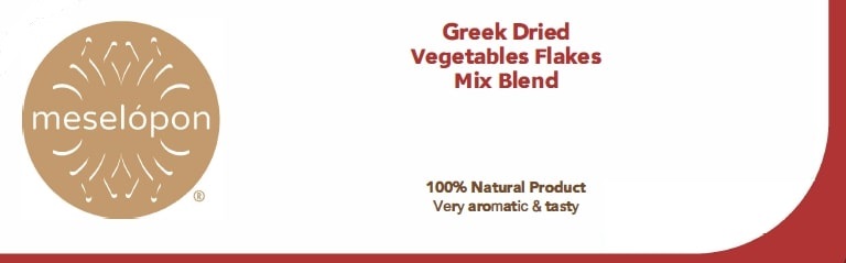 Dried Vegetables Flakes Mix Blend For Mediterranean Cuisine & Diet, Label