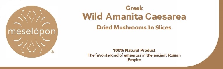 Dried Wild Amanita Caesarea, Caesar’s Mushrooms Fungi In Slices, Label