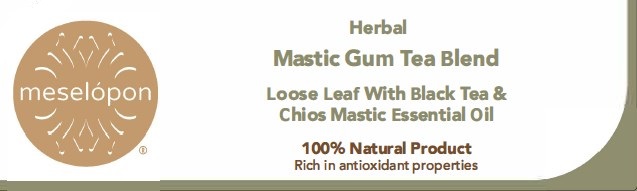 Mastic Gum Tea Blend Loose Leaf With Black Tea & Chios Mastic Essential Oil Label